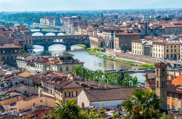 istock Florence cityscape with view over Arno river and bridge Ponte Vecchio 1134317474
