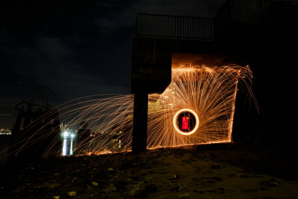 Steel wool spinning on the Thames
