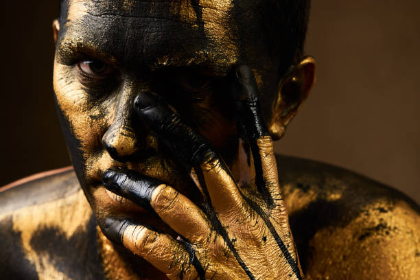 istock Golden Driller close-up portrait.  Hard Work Concept 1134318988
