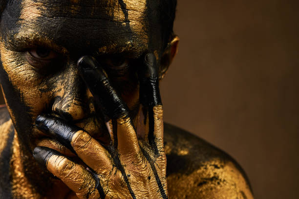 istock Golden Driller close-up portrait.  Hard Work Concept 1134318990