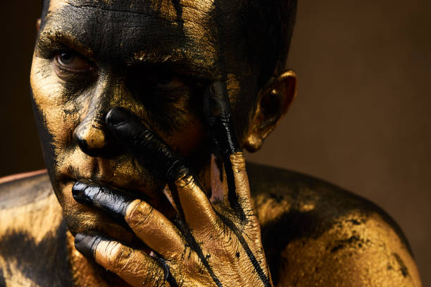 istock Golden Driller close-up portrait.  Hard Work Concept 1134318991