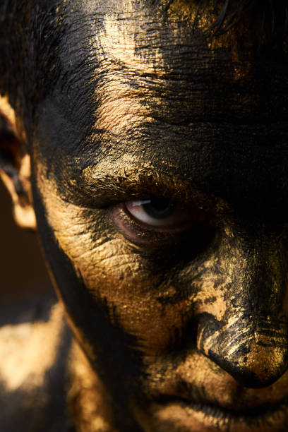 istock Hard Work Concept. Coal and Gold Miner, dirty worker against dar 1134319020