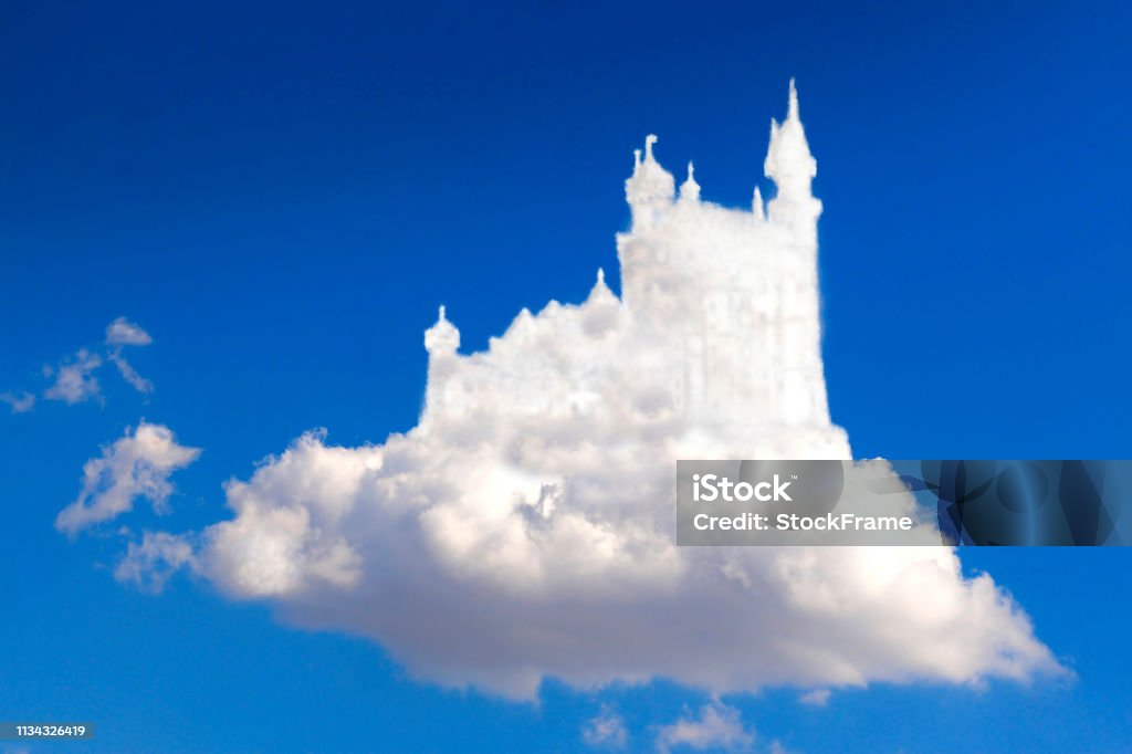 Air lock of clouds Castle in the air in the sky, dream house Castles in the Air Stock Photo