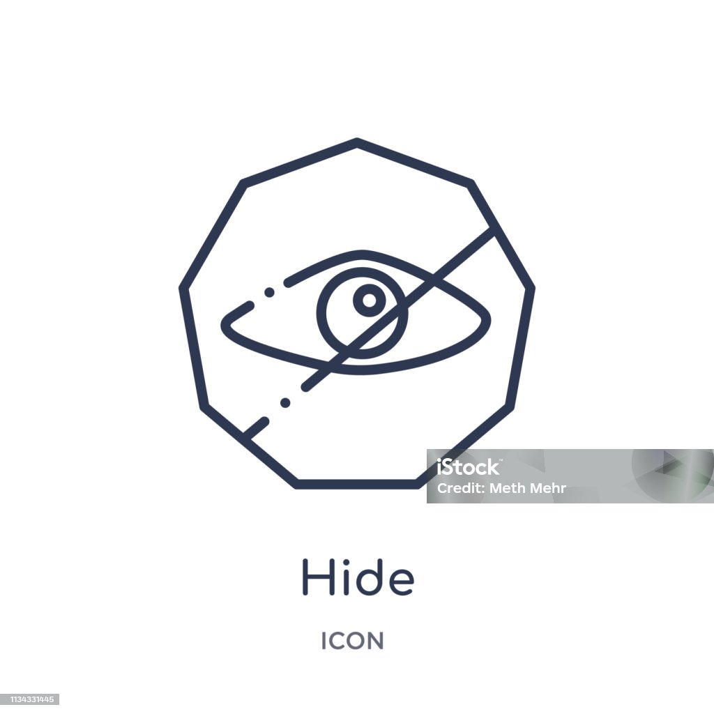 Linear hide icon from Interface outline collection. Thin line hide icon isolated on white background. hide trendy illustration Abstract stock vector