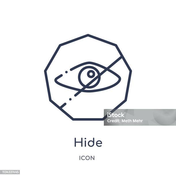 Linear Hide Icon From Interface Outline Collection Thin Line Hide Icon Isolated On White Background Hide Trendy Illustration Stock Illustration - Download Image Now