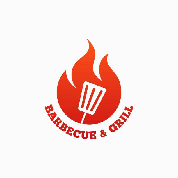 Barbecue and grill . BBQ fire flame on white background Barbecue and grill . BBQ fire flame on white background 8 eps bbq logos stock illustrations