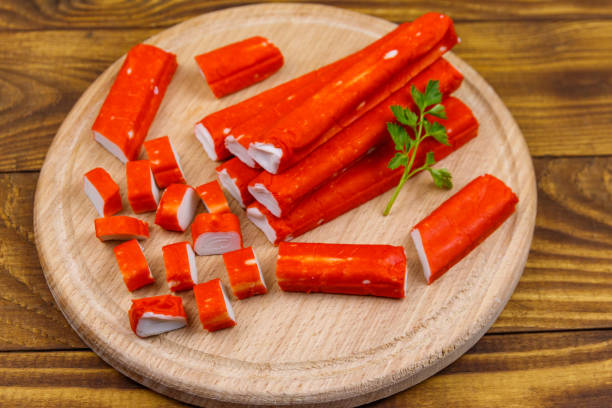 istock Crab sticks on cutting board on wooden table 1134338909