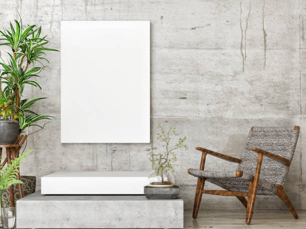 istock Mock up poster, Hipster living room, concrete background, 1134340902