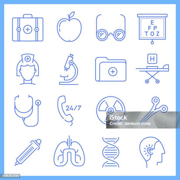 Health Care Programmes Blueprint Style Vector Icon Set Stock Illustration - Download Image Now