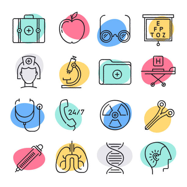 sağlık doodle style vector icon set yenilikler - stem konu illüstrasyonlar stock illustrations
