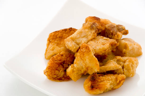 istock Pork snack, Pork rind, Pork scratching or pork crackling 1134343829