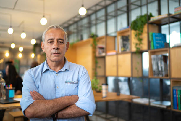Senior businessman portrait at startup modern office