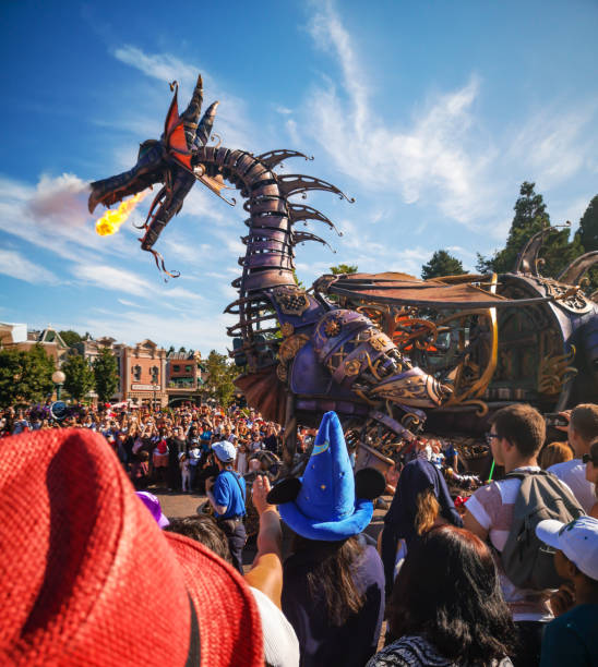 Disney Park, Paris, France, July 28th, 2018, Crowds enjoying the day parade
