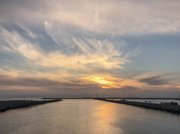istock Sunset over jetty inlet in Marina del Rey, CA 1134345210