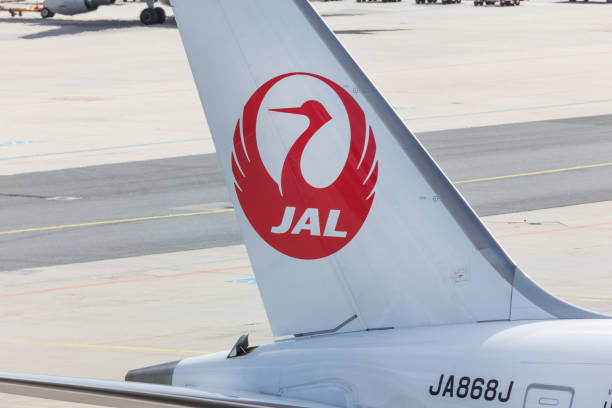 フランクフルト空港ドイツでの日本航空の飛行機 - frankfurt international airport ストックフォトと画像