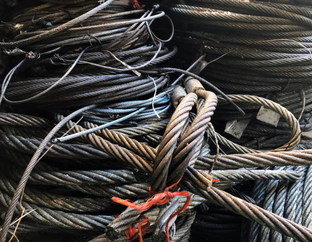 ワイヤーロープの背景 - steel cable wire rope rope textured ストックフォトと画像