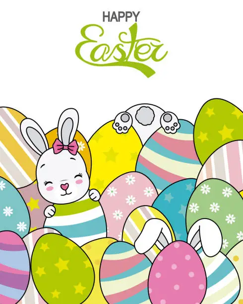 Vector illustration of Happy easter card