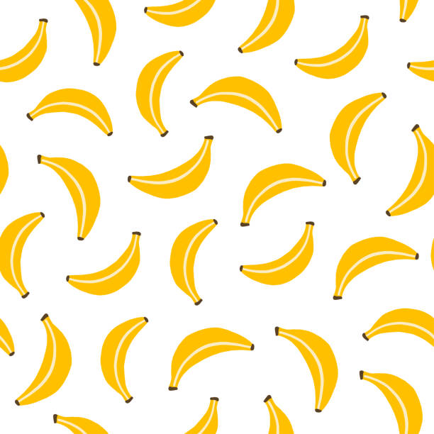 Tropical Seamless Pattern Hand drawn tropical seamless pattern with bananas on white background. Perfect for textile, paper, greeting cards, summer party decorations. banana patterns stock illustrations