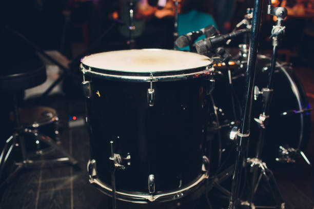 istock Drum Set with some cymbals on stage before a live Concert. 1134362148