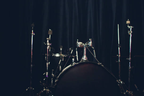 istock Drum Set with some cymbals on stage before a live Concert. 1134362149