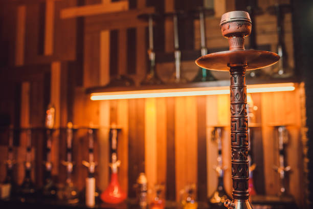 istock Wood hookah on table in hookah lounge. 1134362172