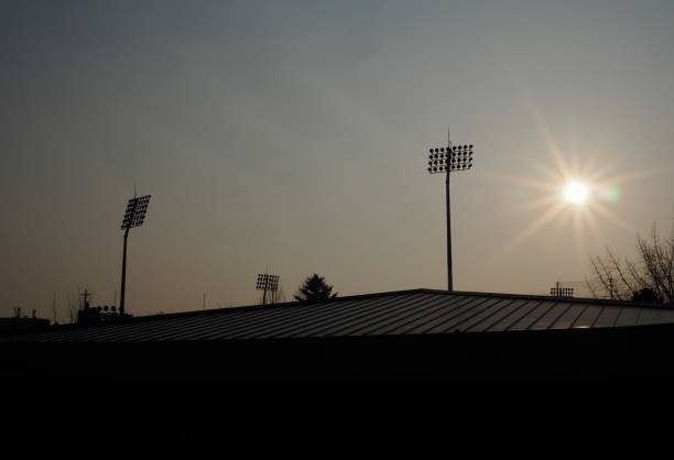 istock Baseball field lighting and the sun 1134362803