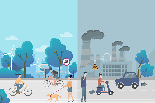 Environment, ecology infographic elements. risks and pollution, ecosystem. Can be used for background, layout, banner, diagram, web design, brochure template. Vector illustration - Vector