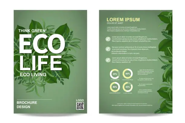 Vector illustration of ecology brochure flyer design layout template in A4 size, eco life and green concept, Vector