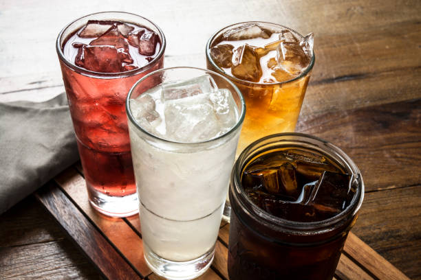 Assortment Of Cold Iced Tea Drinks On Ice