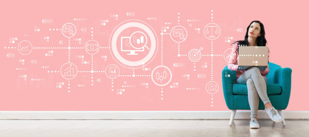 istock Stock trading concept with woman using a laptop 1134366980