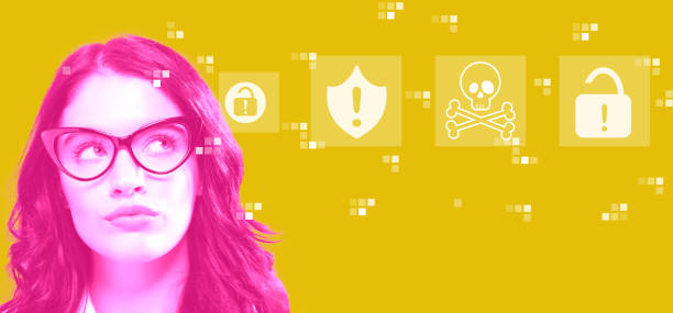 istock Virus and scam theme with young businesswoman 1134366991