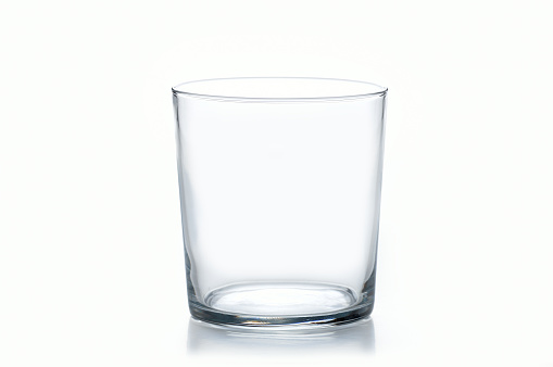 empty glass cup on white background