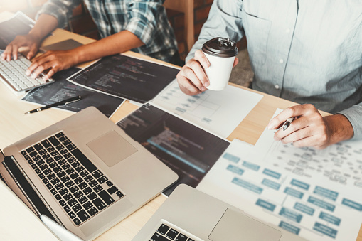 Developing Programmer Team Development Website Design And Coding ...