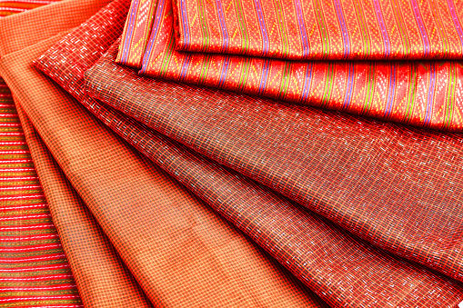 Thai Silk Background It is a skill that requires skill in weaving to get beautiful patterns.