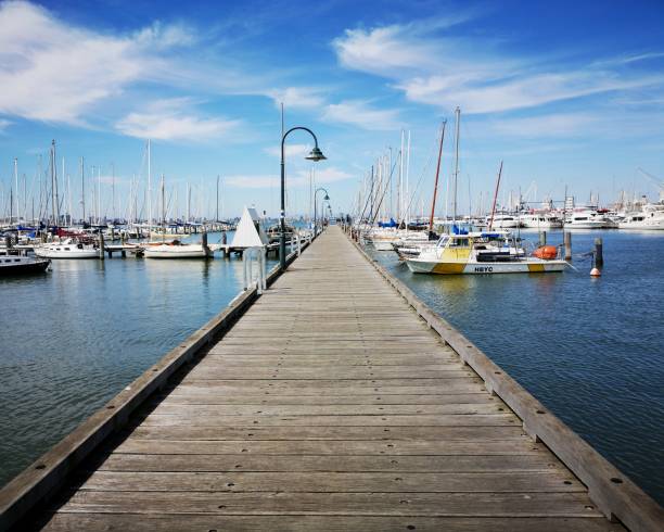 Williamstown, Australia: March 07, 2019: Sailing yachts are moored in the marina at Williamstown. It was the main harbor in Port Phillip Bay before Port Melbourne.