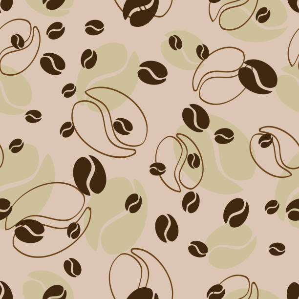 ilustraciones, imágenes clip art, dibujos animados e iconos de stock de patrón de granos de café sin costura - coffee bean coffee crop heap backgrounds