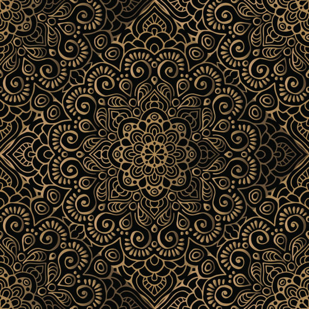 luxus-musterrahmen - mandala gold arabic style decoration stock-grafiken, -clipart, -cartoons und -symbole