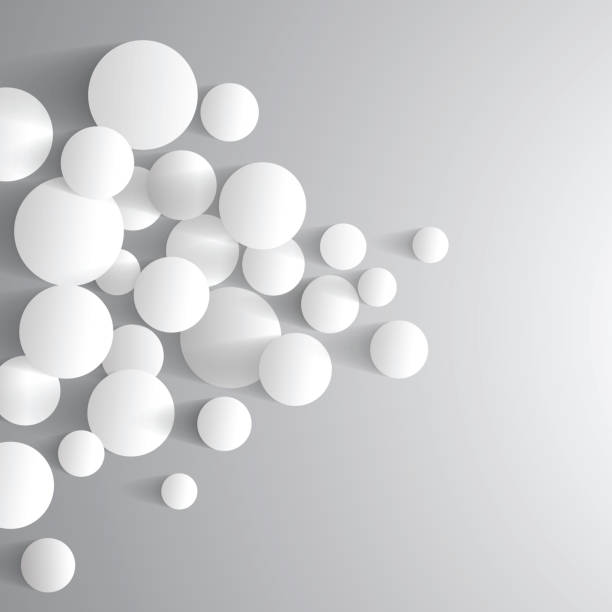 추상 회색 최소한의 미래 공 배경 - sphere glass bubble three dimensional shape stock illustrations