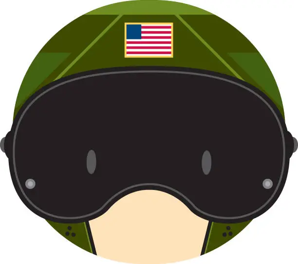 Vector illustration of Cartoon Air Force Fighter Pilot Face