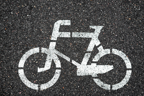 Icon of bicycle paths on asphalt