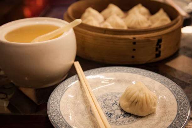 istock Boiled small dumplings with pork in the Chinese restaurant 1134397351