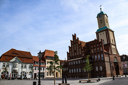 New Town Hall and St. Mary's Column at the Marienplatz in Munich, Bavaria, Germany. Composite photo