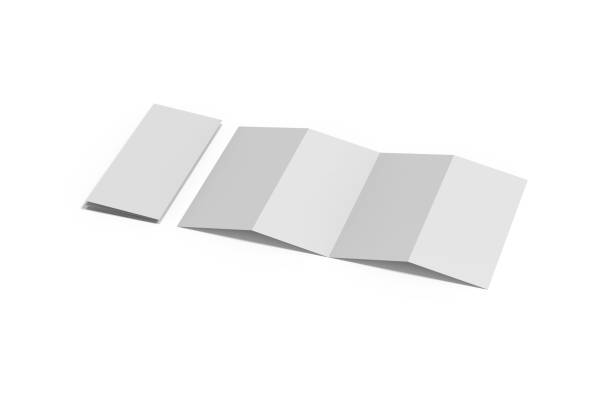 istock Accordion fold brochure, four fold brochure, eight pages four panel leaflet, concertina fold mock up template on isolated white background, 3d illustration 1134400158