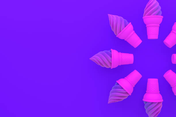 istock Ice cream and cone, Minimal summer concept, 3D Abstract Background 1134403526