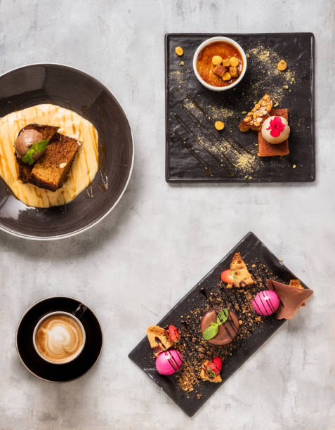 istock Dessert and cappucino from overhead 1134408109