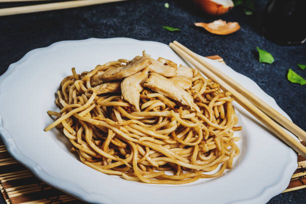 istock Asian noodles with chicken meat 1134410562