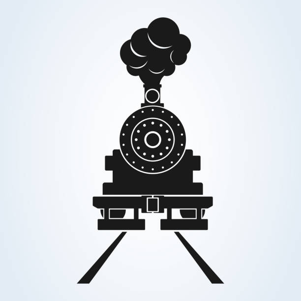 ilustrações de stock, clip art, desenhos animados e ícones de old train front icon vector on white background, steam train. old locomotive pictogram type. - train steam train vector silhouette