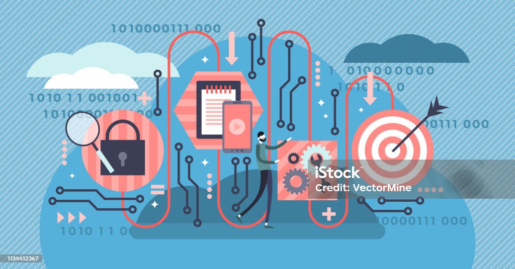 Algorithm Vector Illustration Flat Tiny Digital Tech Coding Person ...