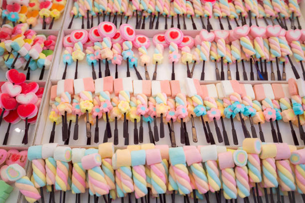 istock Colorful Marshmallows Stick in the white box 1134417561