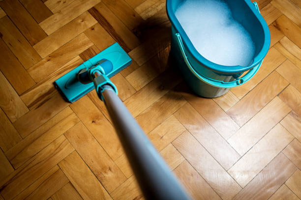 istock Wiping floor by wiper mop 1134419933